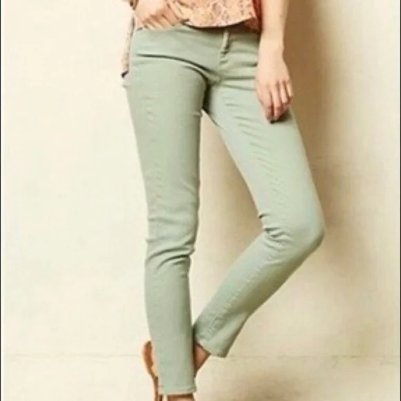 AG Adriano Goldschmied The Stevie Ankle Slim Straight Lt Green Jeans - Picture 2 of 6